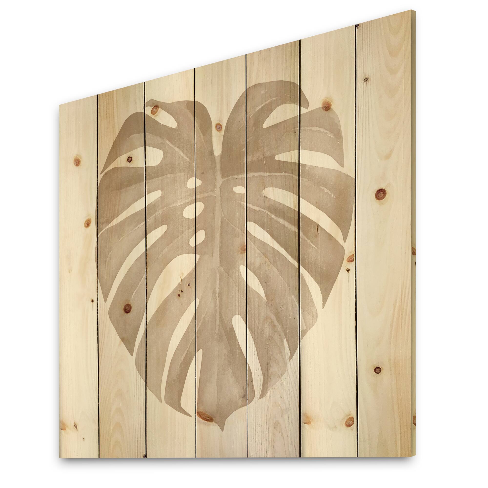 Designart - Ivory Pastel Monstera Heart Shaped Tropical Leaf